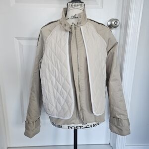 Anthropologie Beige and White Quilted Jacket